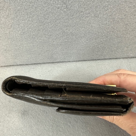 Gucci Leather Wallet Brown Snap Closure Bifold Coin Purse Vintage, flawed,‎ used - Picture 5 of 16